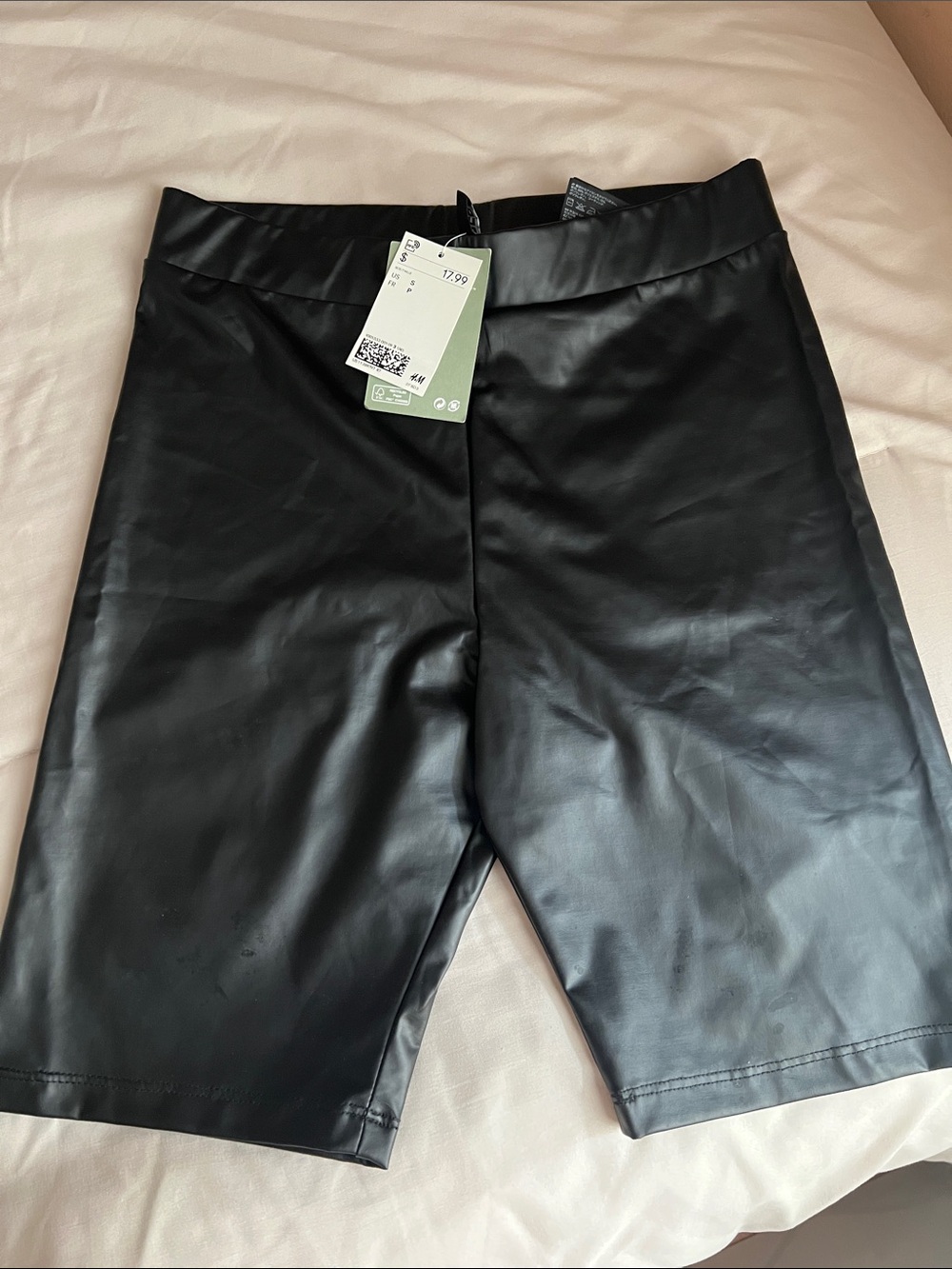 H&M Black Faux Leather Biker Shorts